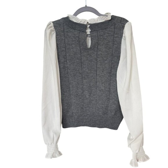 Nanette Lepore PEARL EMBELLISHED RUFFLE COQUETTE STYLE SWEATER TOP SMALL NWT - Picture 5 of 6